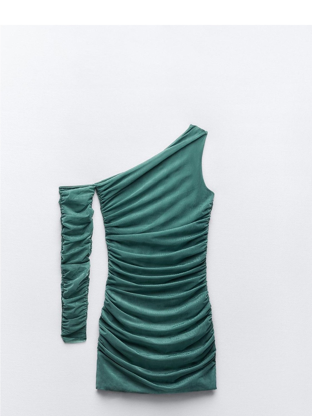 Zara Teal One-Shoulder Ruched Mini 👗